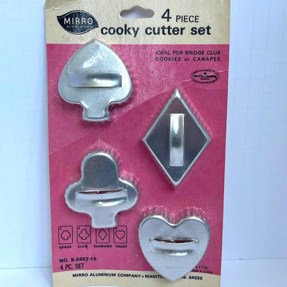 Mirro Aluminum Cookie Cutters 4-Piece Set Vintage NIP Bridge Card Games Shapes
